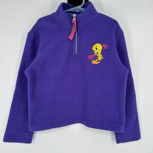 Vintage Kids Looney Tunes Tweety Bird‎ Purple Fleece Pullover Sweatshirt Size 6X